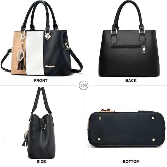 Leather Tote Handbag Women Multi-Purpose Shoulder Satchel Purse - Picture 4 of 7